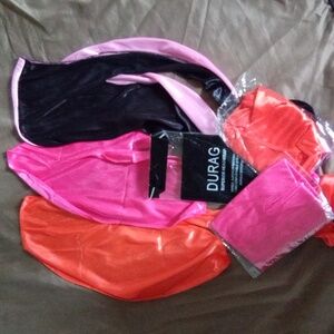 5pk_DuRag_sleepwear_Headwear_2-pink, 2-orange, and 1-pink & black